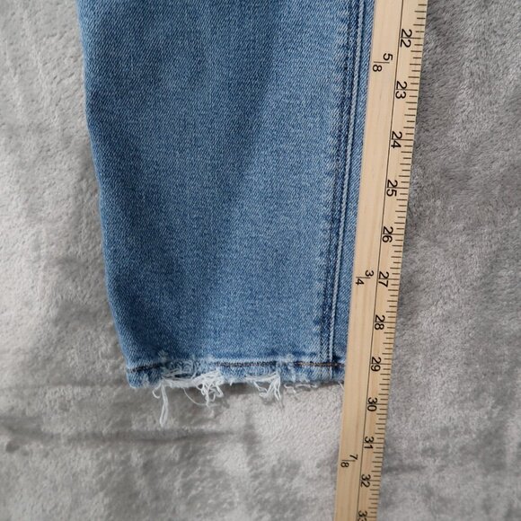 American Eagle Jeans Womens 6 Blue Mom Pants Whiskering Slim Straight Distressed - Picture 14 of 16